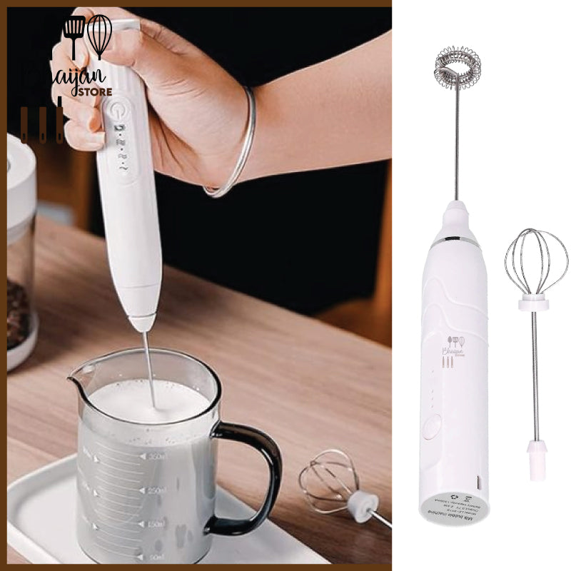 2-in-1 Rechargeable Electric Hand Mixer & Milk Frother