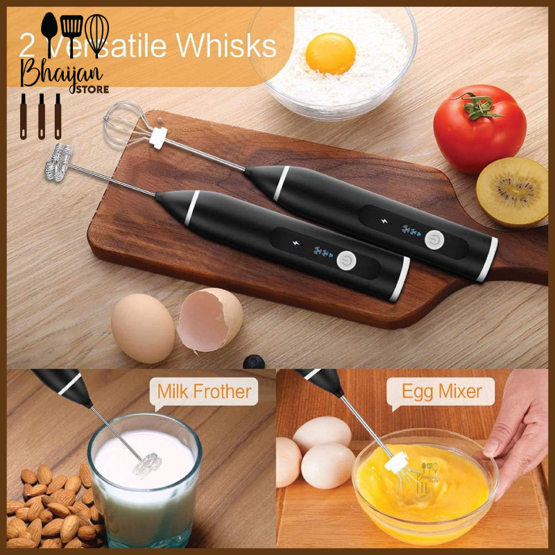 2-in-1 Rechargeable Electric Hand Mixer & Milk Frother