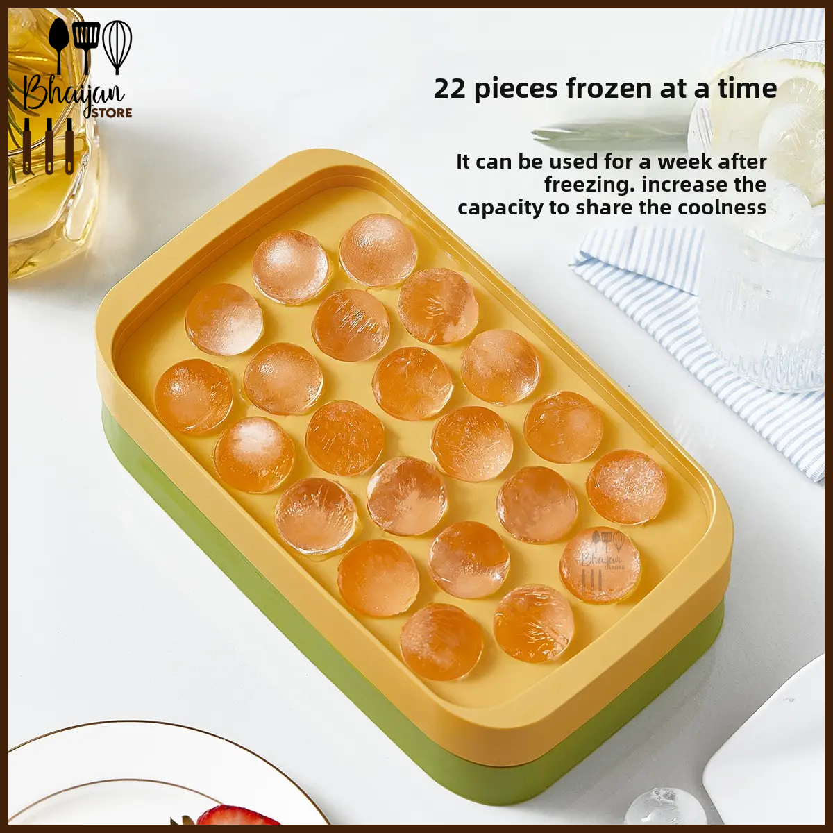 22-Cube Ball Shaped Ice Tray (With Lid)(10574)