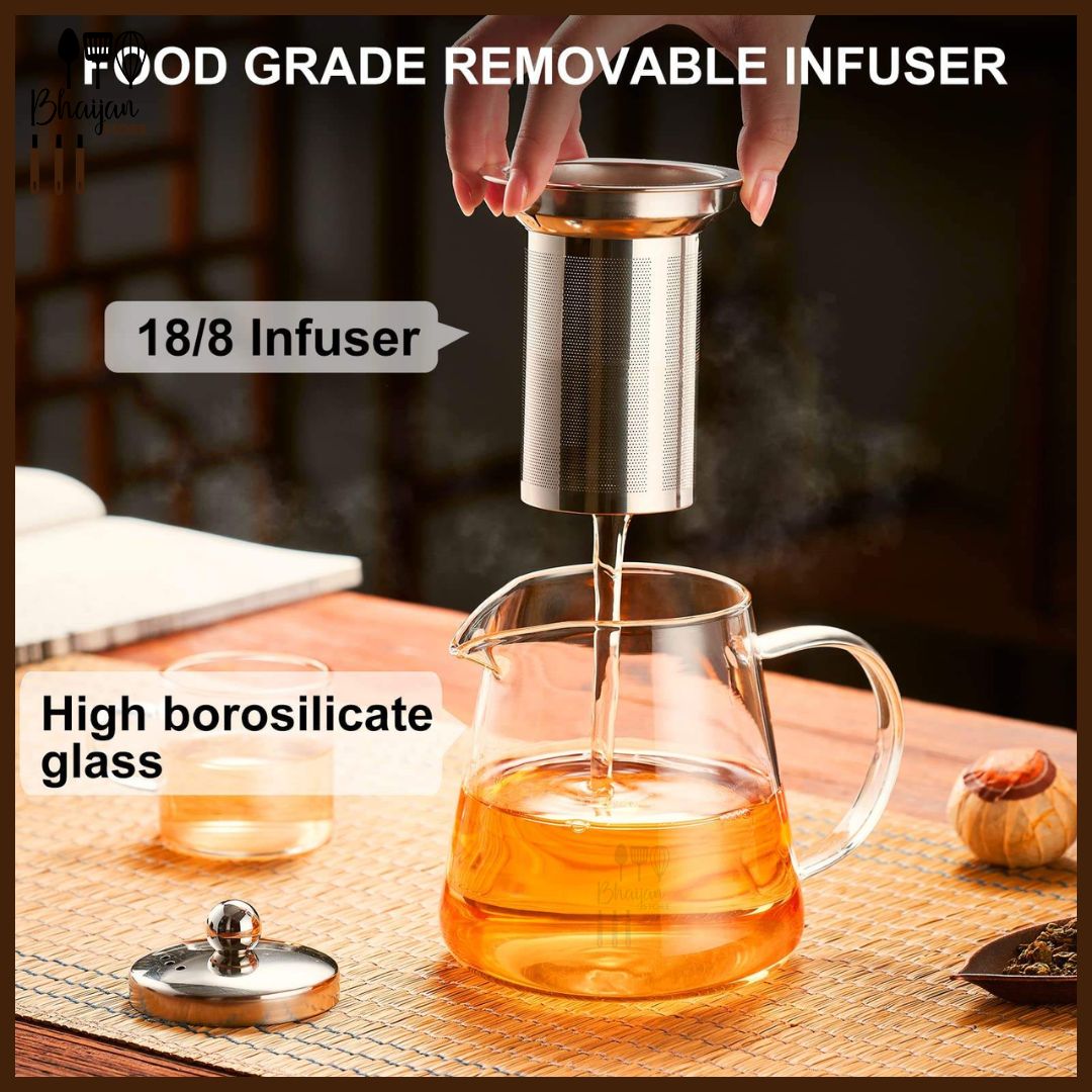 Borosilicate Glass Teapot with Stainless Steel Infuser