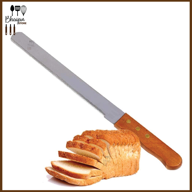 Bread Knife Stainless Steel, Wide Teeth, Wooden Handle