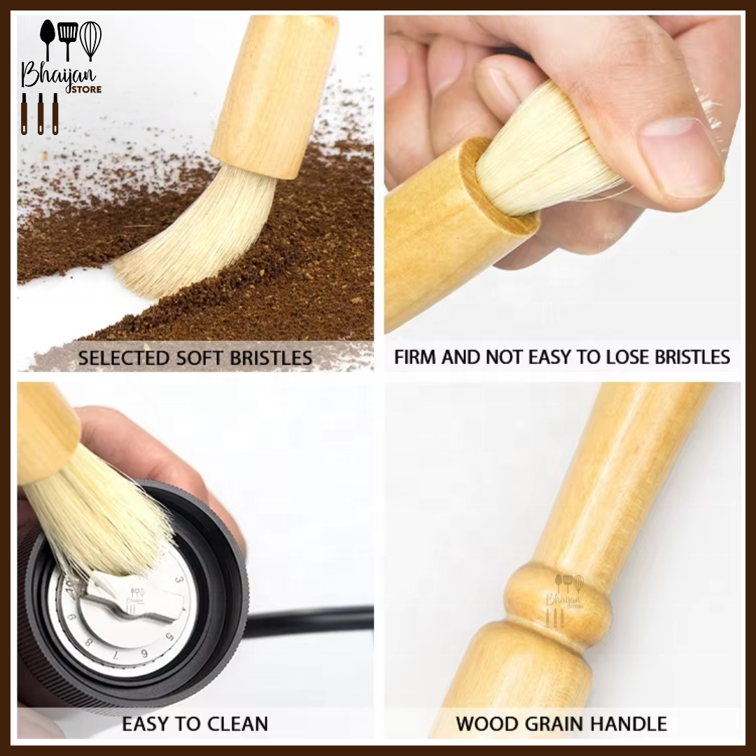 Coffee Grinder Cleaning Brush with Wooden Handle