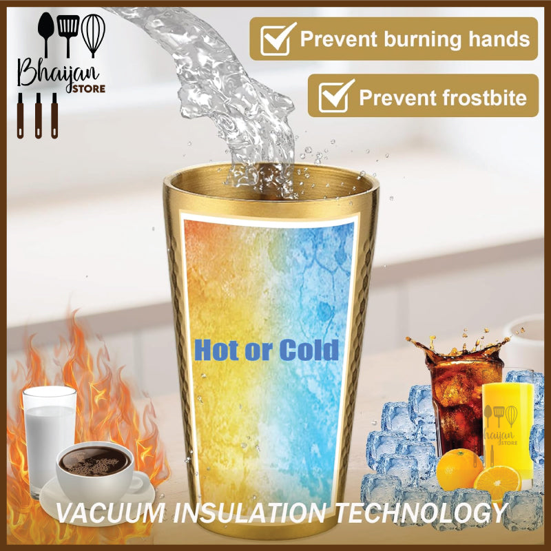 Double Wall Stainless Steel Glass (Golden)