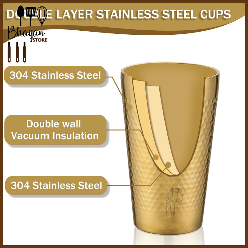 Double Wall Stainless Steel Glass (Golden)