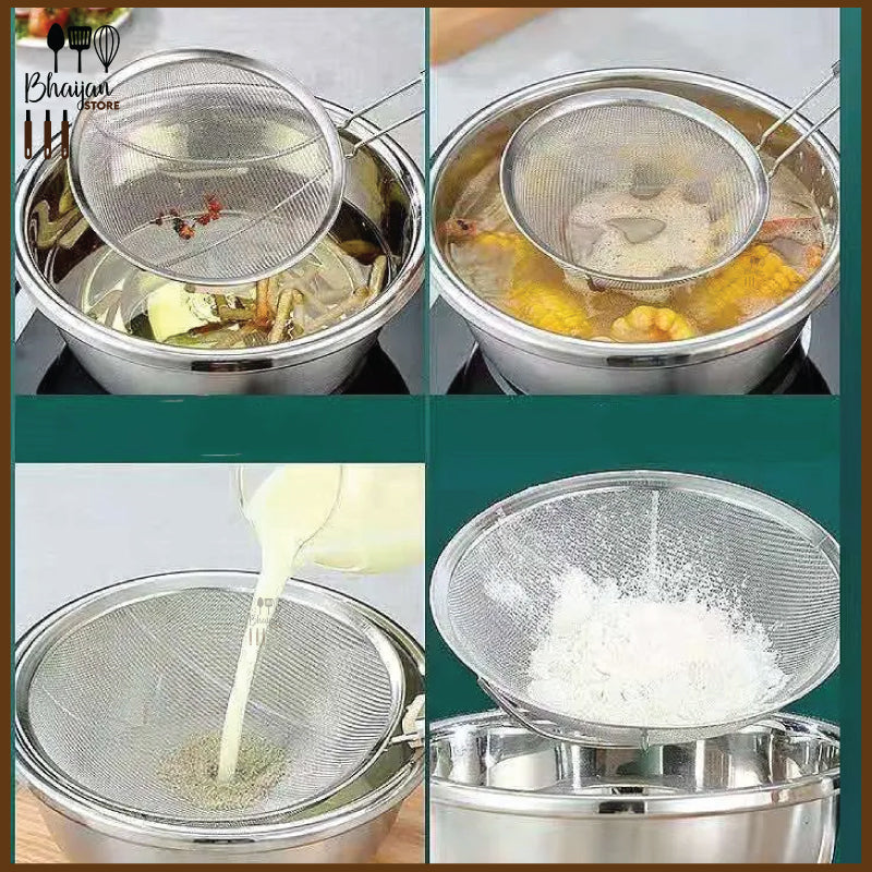 Noodle Strainer Mesh Wire Strainer Wooden Handle