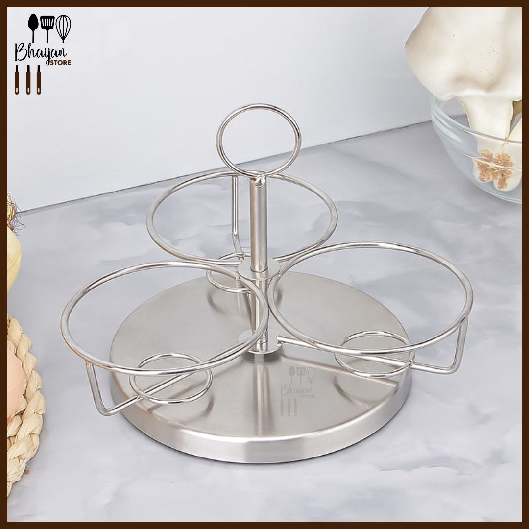 Stainless Steel Rotating Spice Jar Set (3-Piece) with Rack