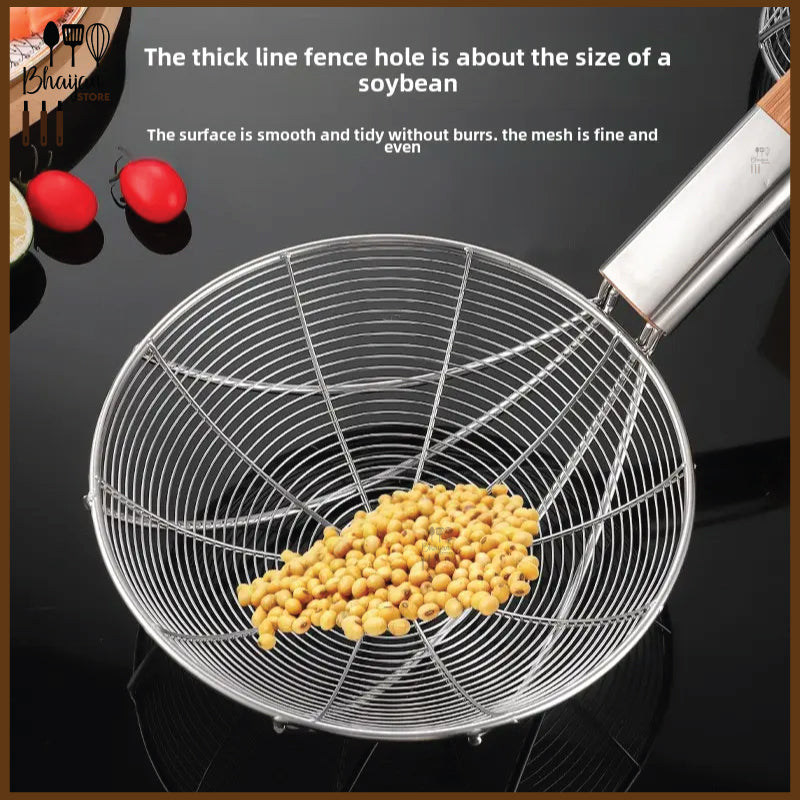 Stainless Steel Spider Strainer Skimmer Ladle Wooden Handle