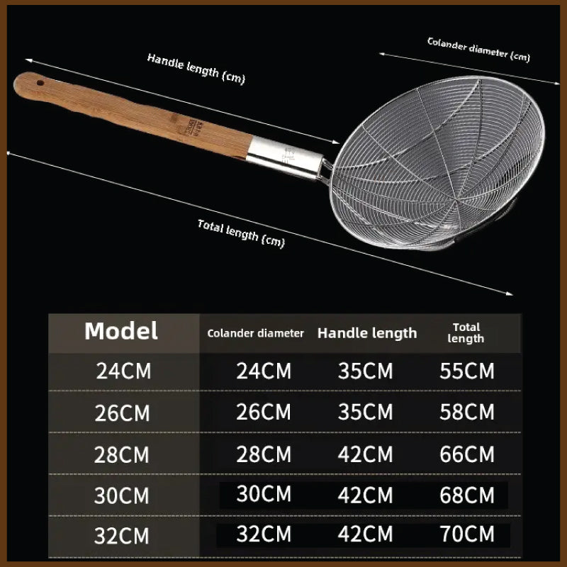 Stainless Steel Spider Strainer Skimmer Ladle Wooden Handle