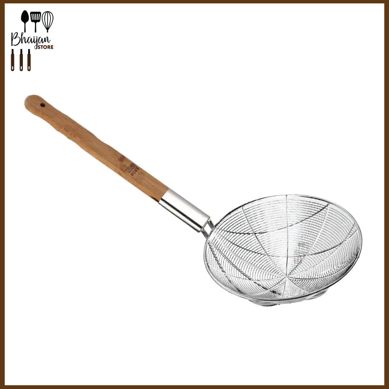 Stainless Steel Spider Strainer Skimmer Ladle Wooden Handle
