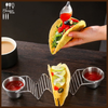 Stainless Steel Taco Holder Rack with Sauce Ramekins