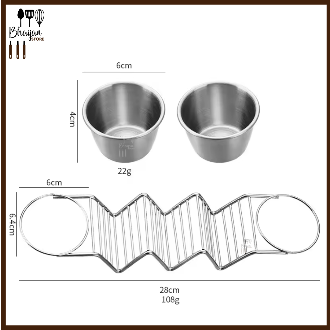 Stainless Steel Taco Holder Rack with Sauce Ramekins
