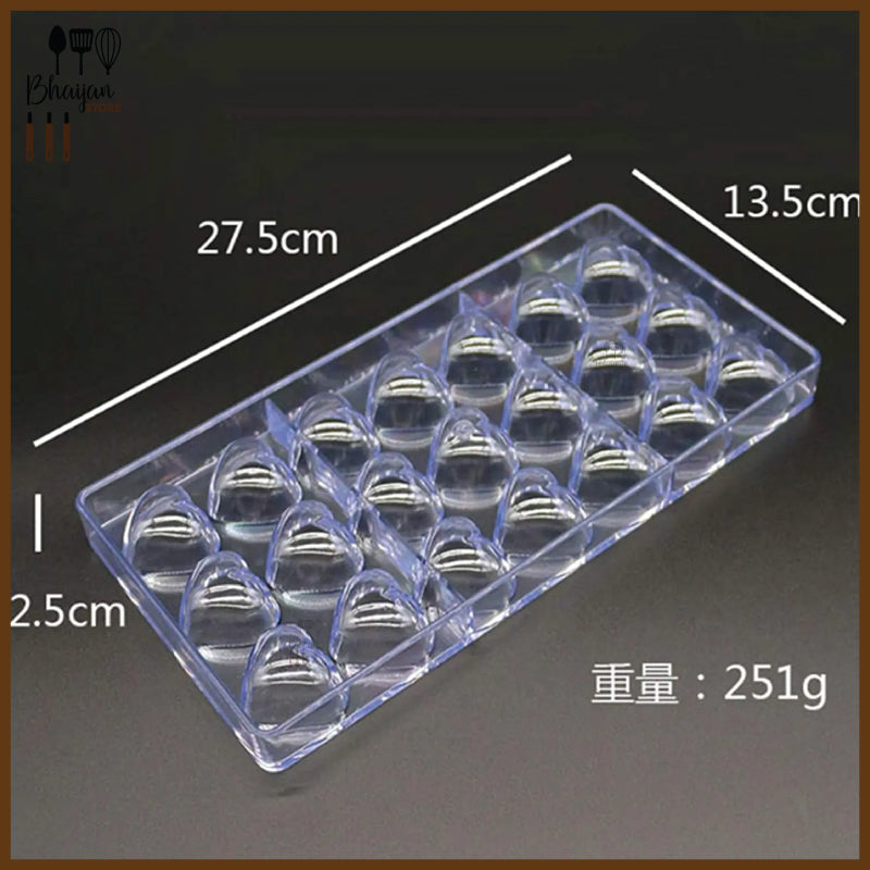 Heart Shaped Chocolate Acrylic Mold 21-Cavity