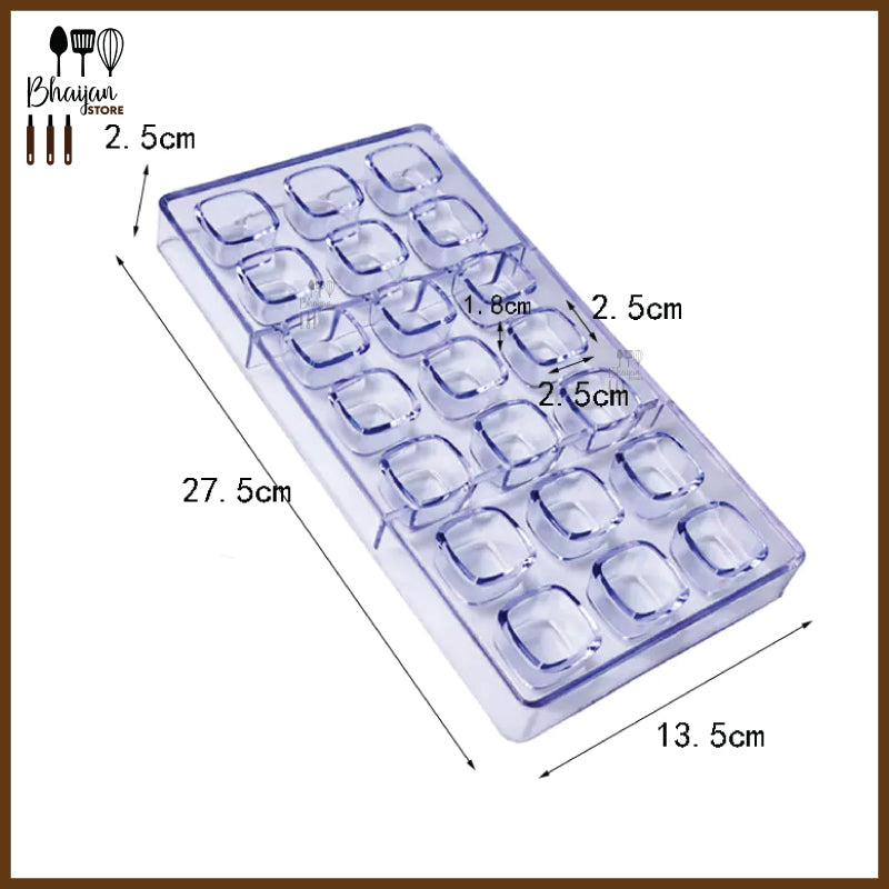 Square Shaped Chocolate Acrylic Mold 21-Cavity