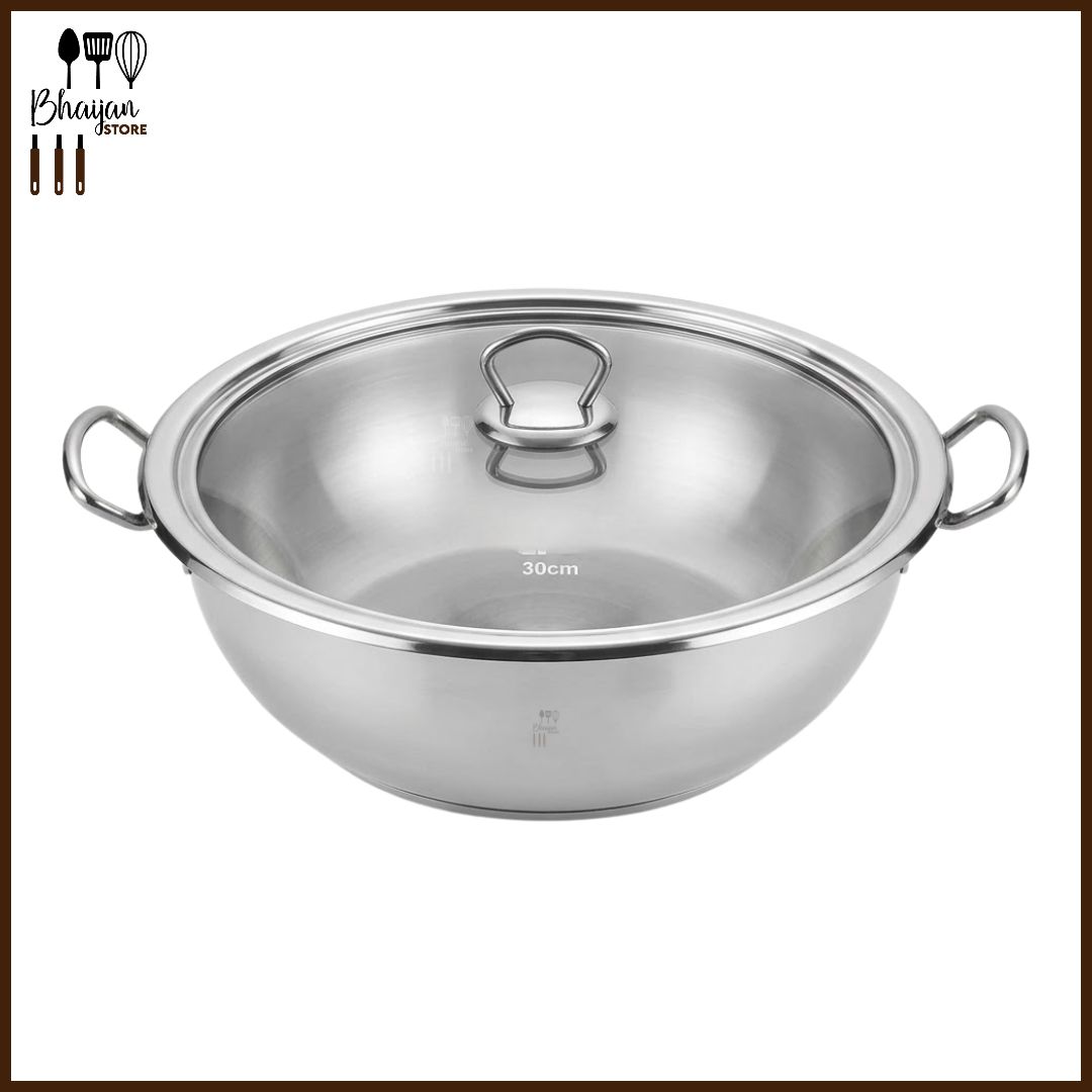 Alpha Stainless Steel Karahi with Glass Lid