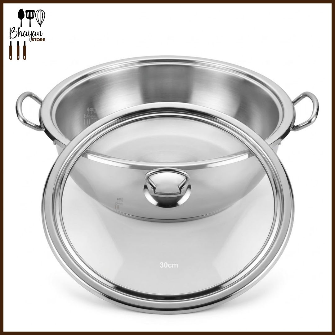 Alpha Stainless Steel Karahi with Glass Lid