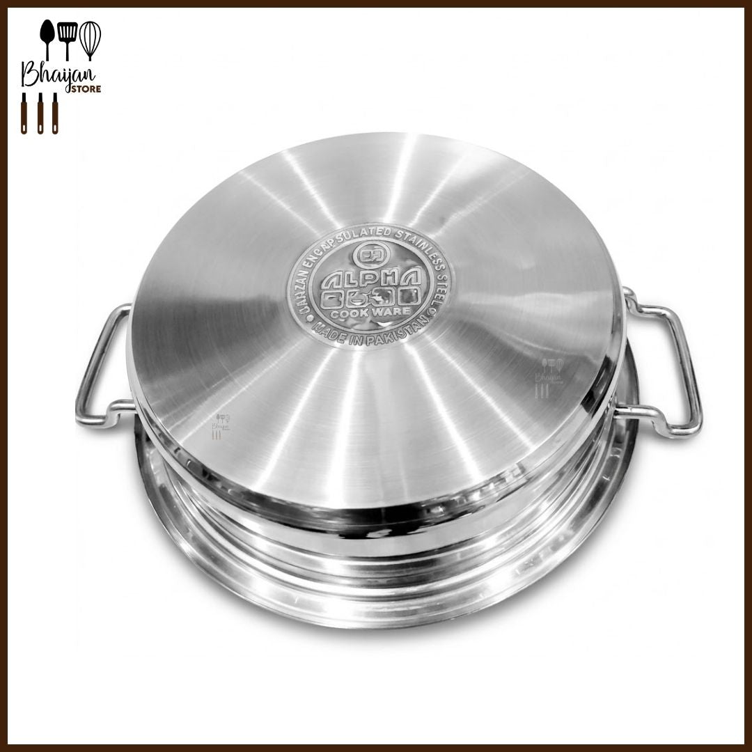 Alpha Stainless Steel Lagan Fish Pot Flat Karahi