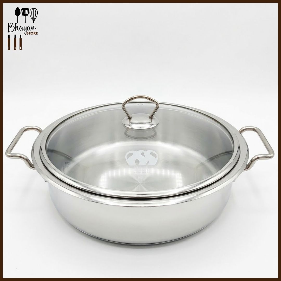 Alpha Stainless Steel Lagan Fish Pot Flat Karahi