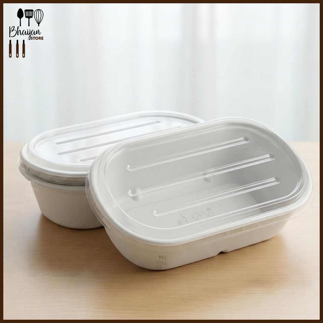 Biodegradable Oval Food Box with Lid - 1000pcs