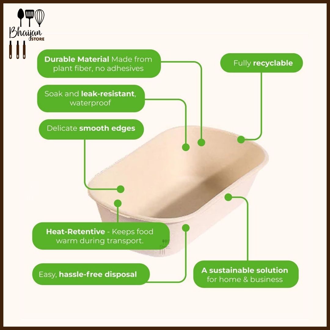 Biodegradable Oval Food Box with Lid - 1000pcs