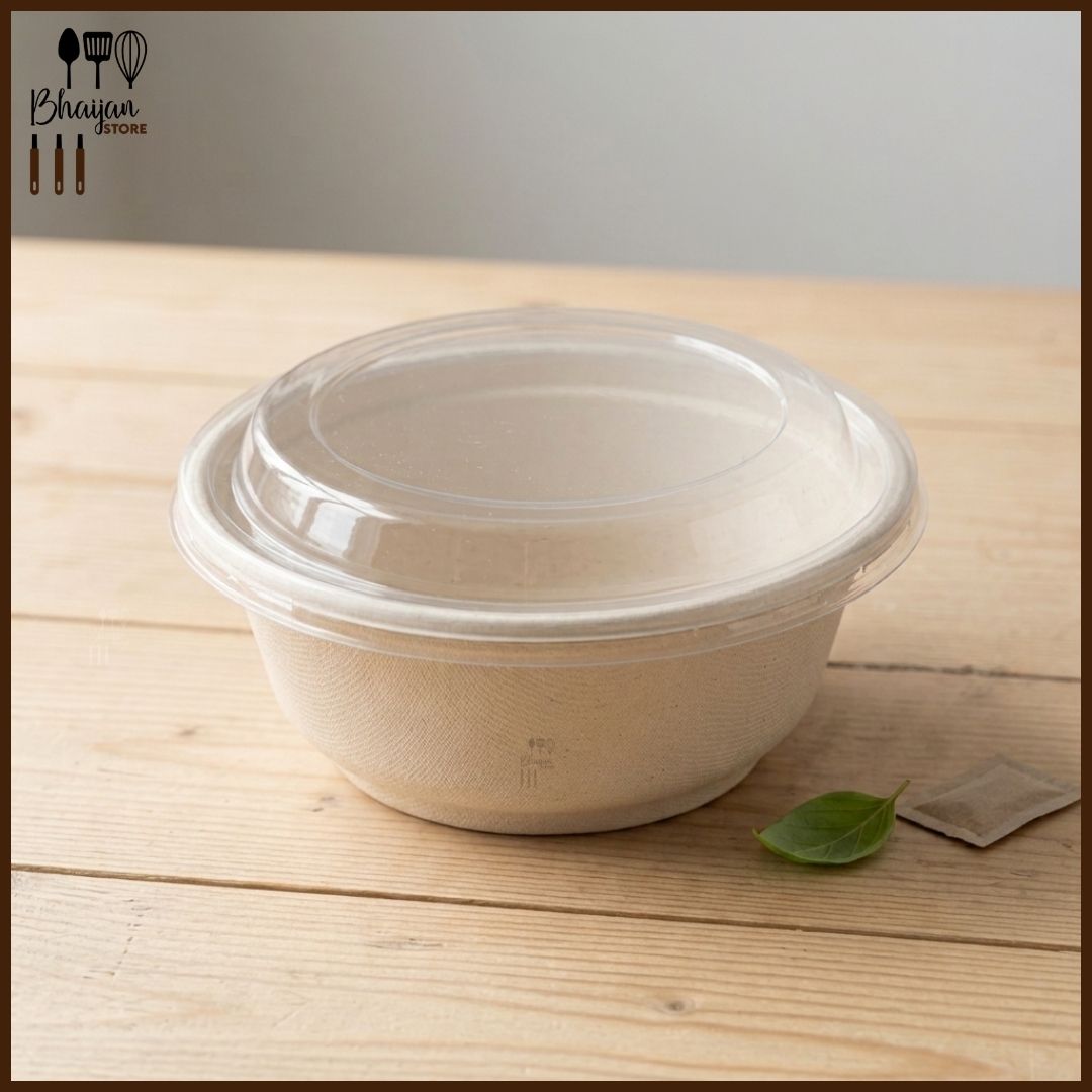 Biodegradable Round Food Box with Lid 1000ml