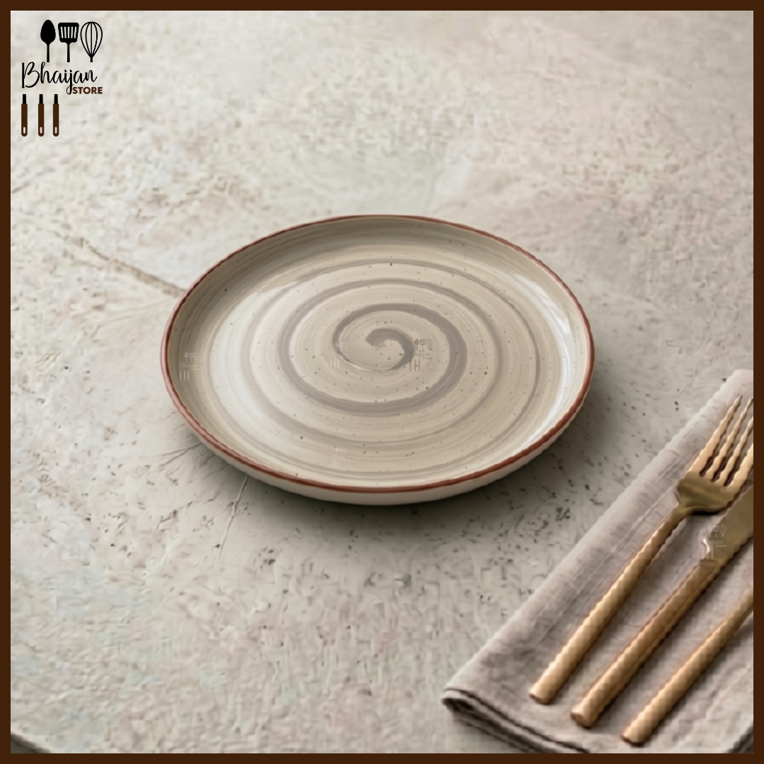 Ceramic Collar Dinner Plate - 8.5 Inch