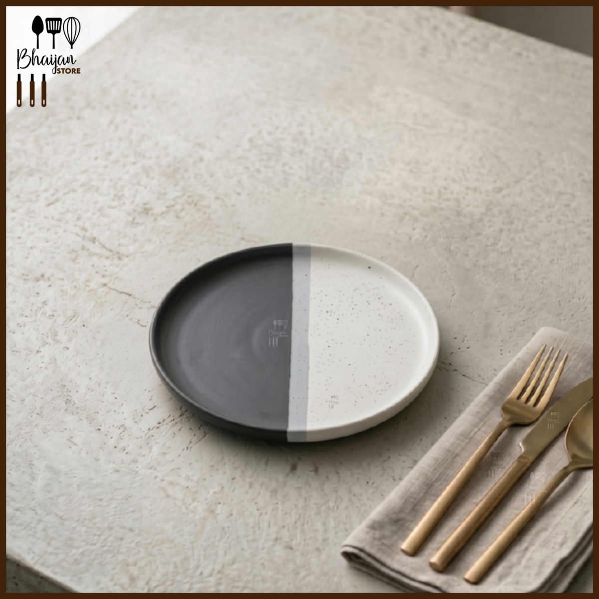 Ceramic Collar Dinner Plate - 8.5 Inch