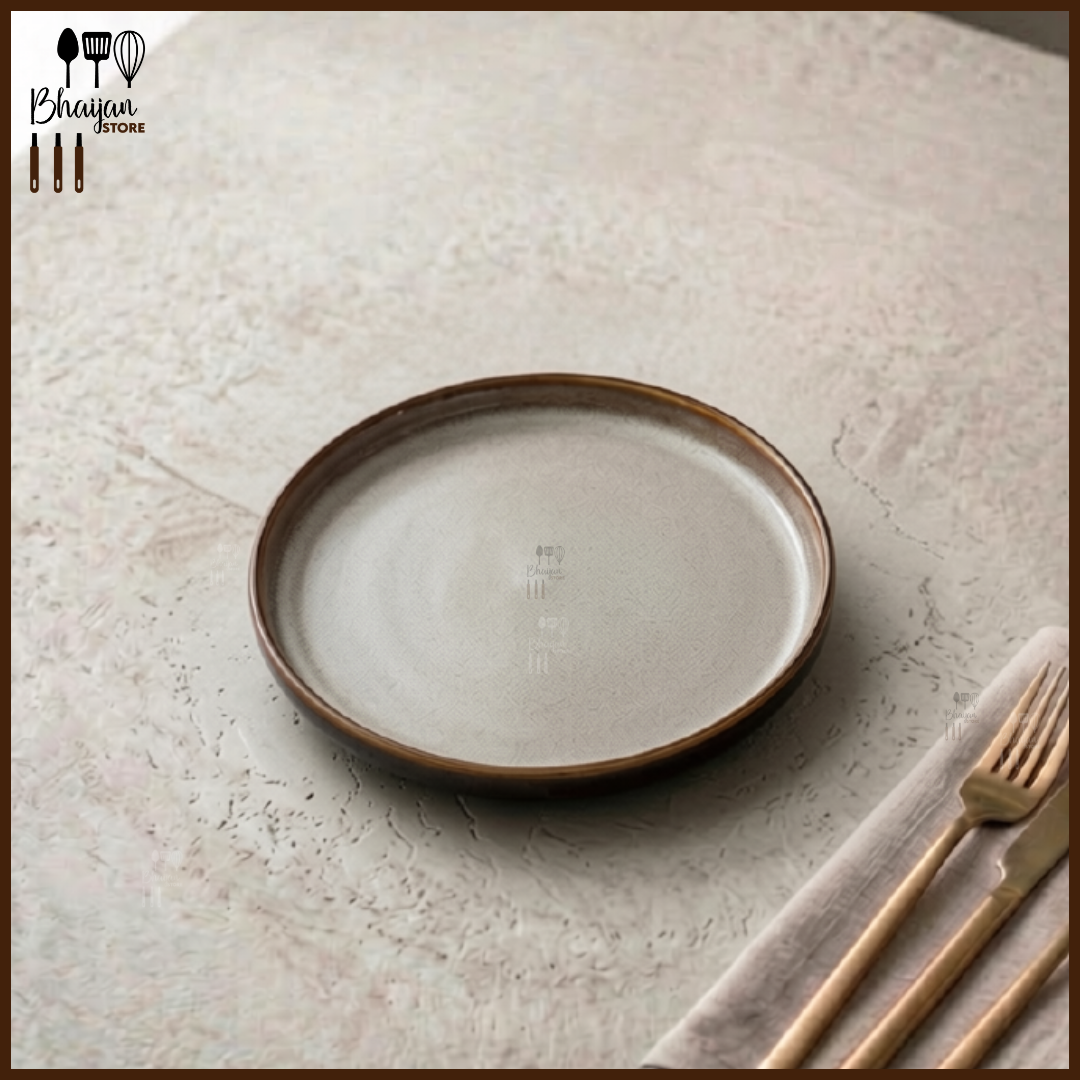 Ceramic Collar Dinner Plate - 8.5 Inch