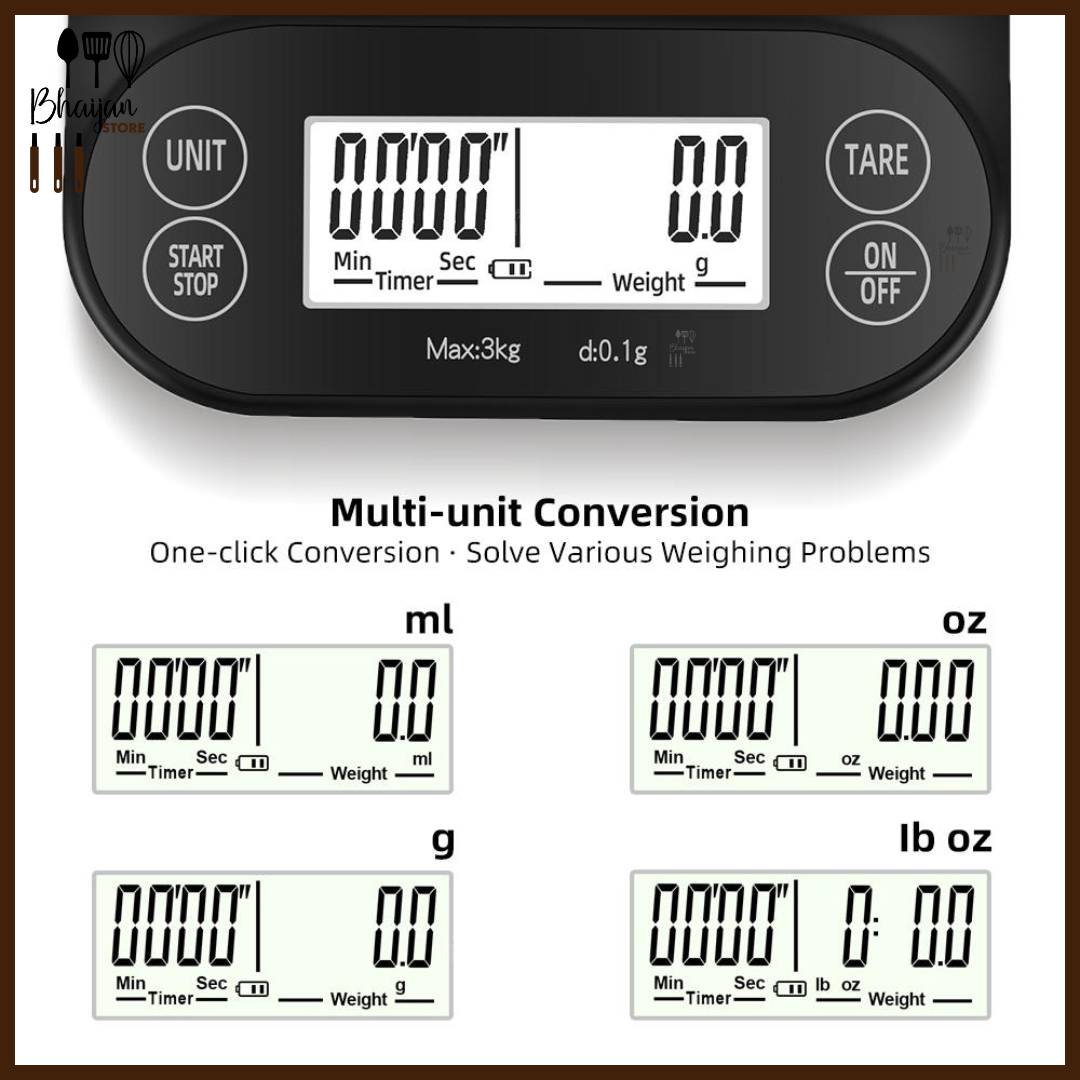 Digital Coffee Scale with Timer 3kg / 0.1g