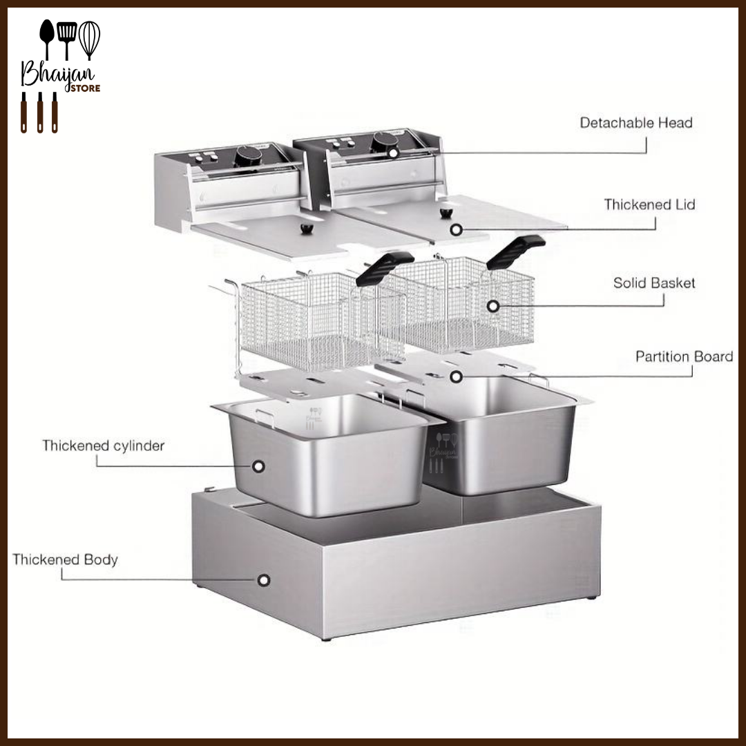 Electric Fryer - 6 + 6 Liters Double