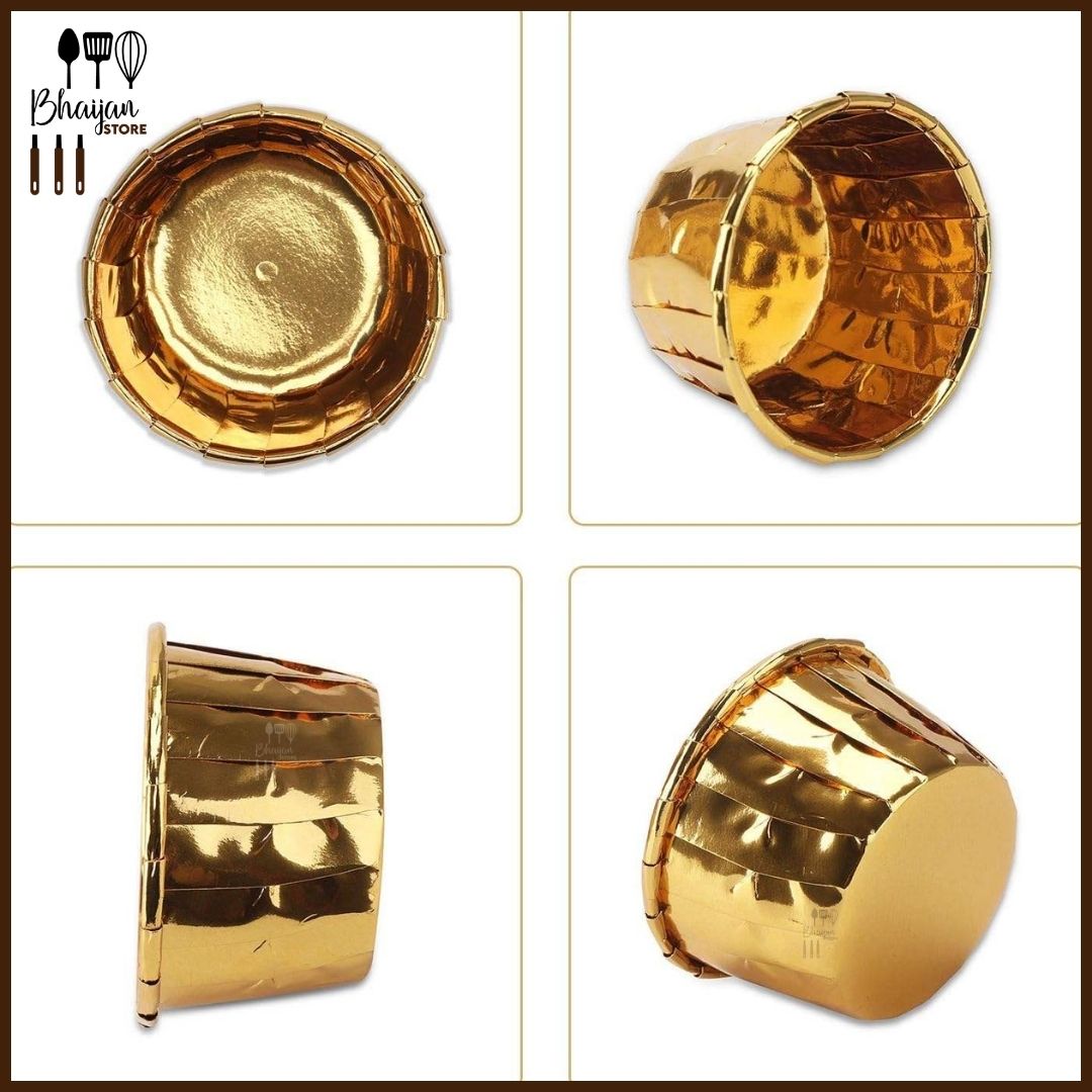 Gold Aluminium Foil Muffin Baking Cups - 50pcs