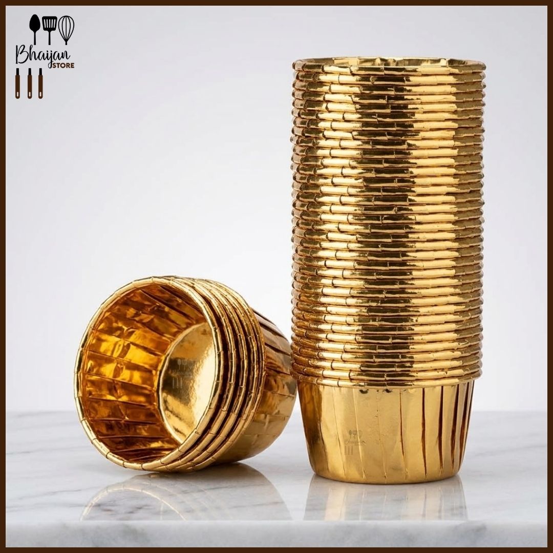 Gold Aluminium Foil Muffin Baking Cups - 50pcs