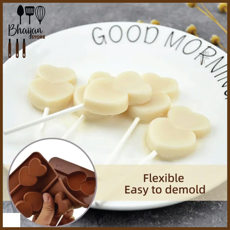 Double Heart Lollipop Silicone Mold