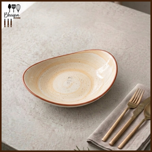 Ceramic Oval Hummus Platter - 8.5 Inch