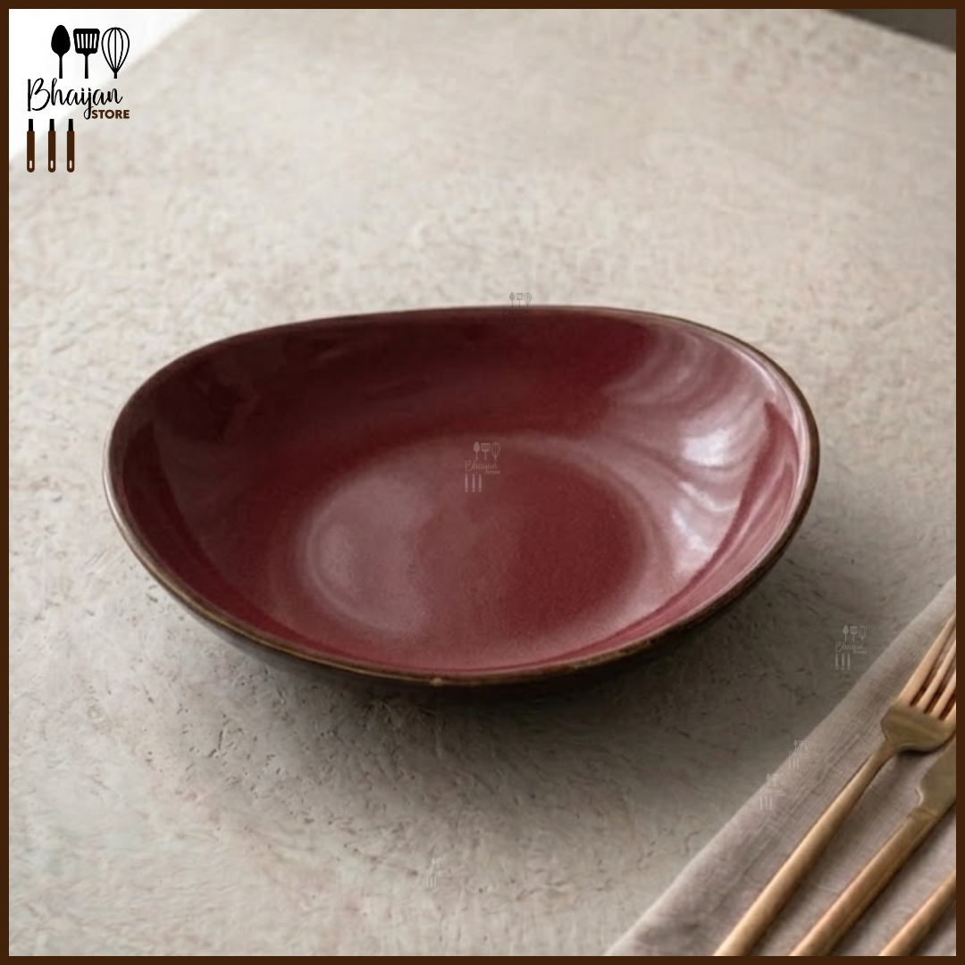 Ceramic Oval Hummus Platter - 8.5 Inch