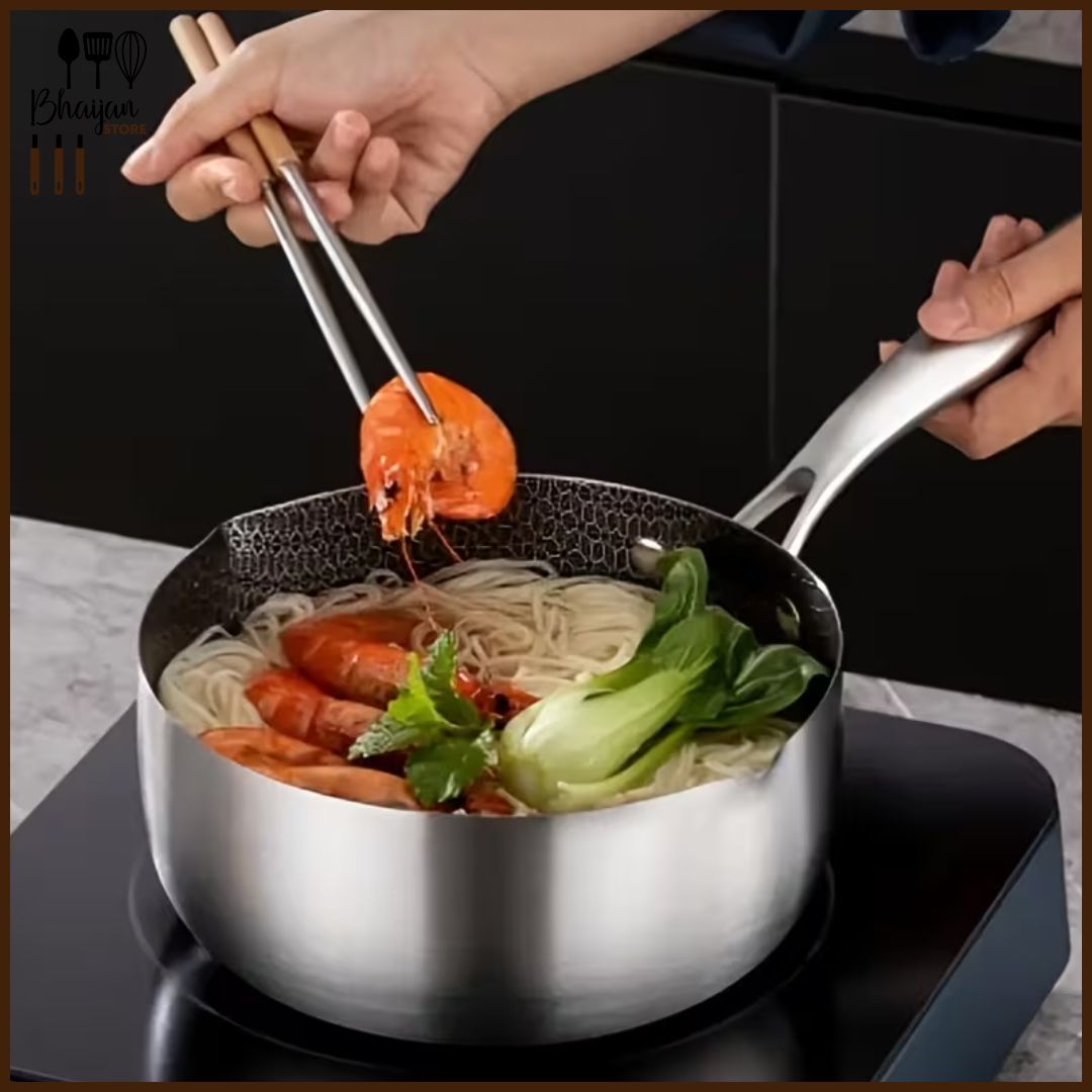 Stainless Steel Honeycomb Laser Non-Stick Soup & Milk Pot with Glass Lid