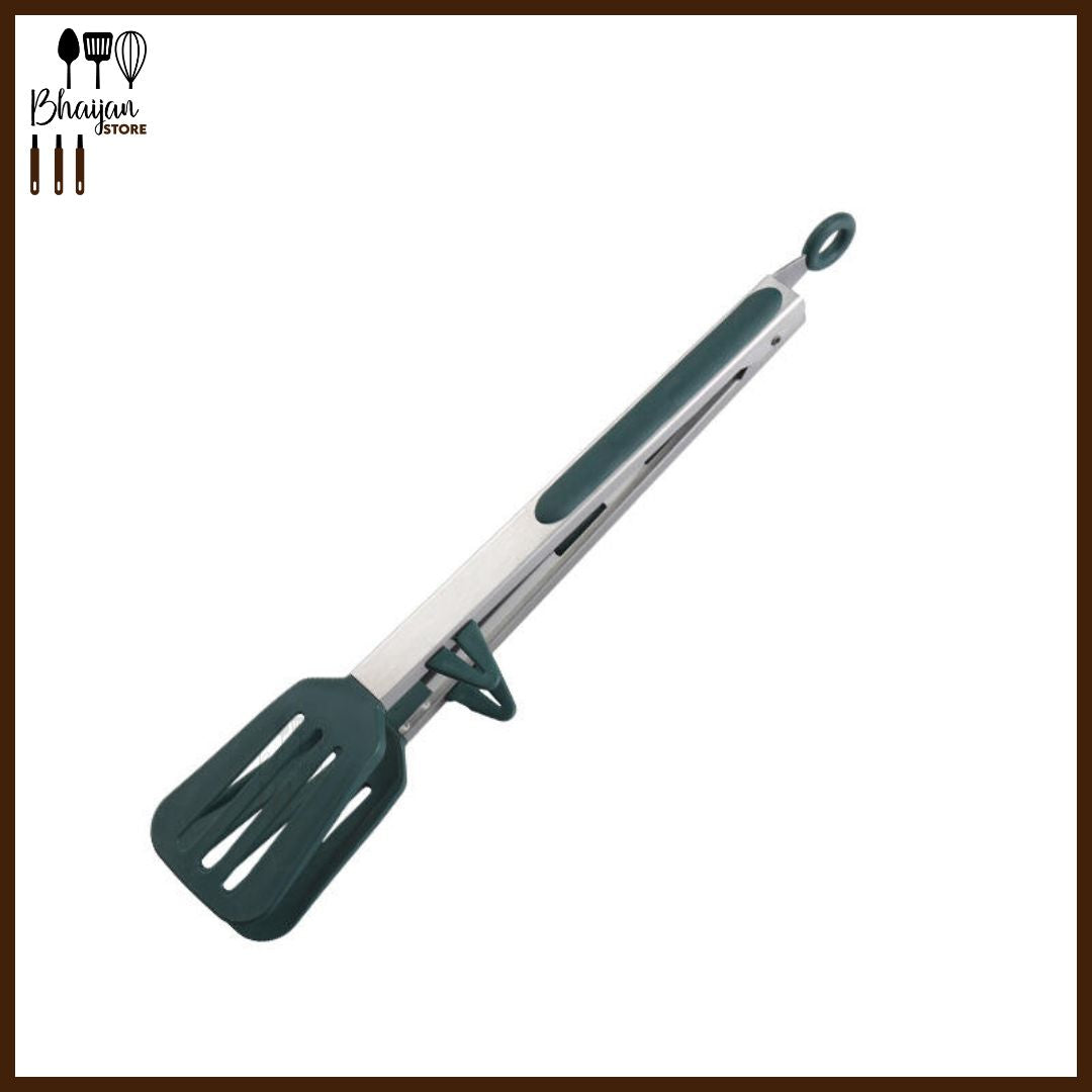 Multi-Purpose Stainless Steel Silicone Kitchen Food Tongs (304 Steel, Locking Handle)
