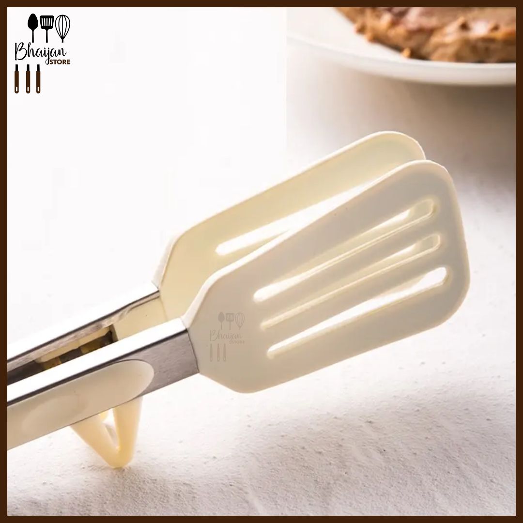 Multi-Purpose Stainless Steel Silicone Kitchen Food Tongs (304 Steel, Locking Handle)