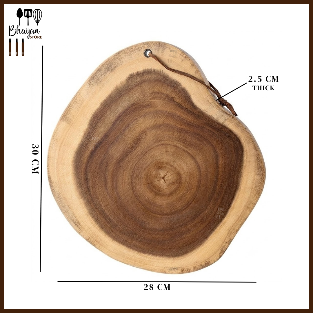 Natural Live-Edge Round Wood Serving Platter
