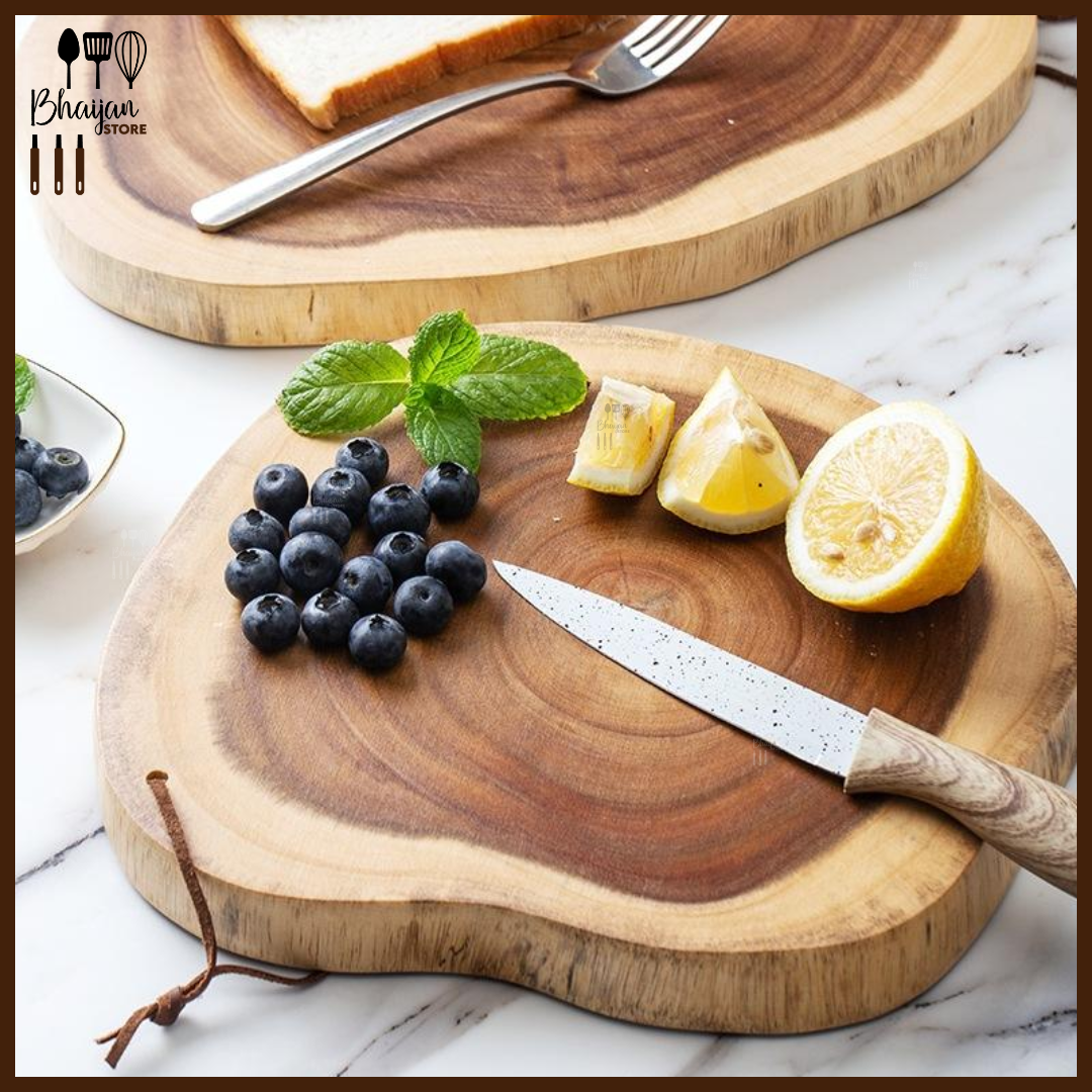 Natural Live-Edge Round Wood Serving Platter