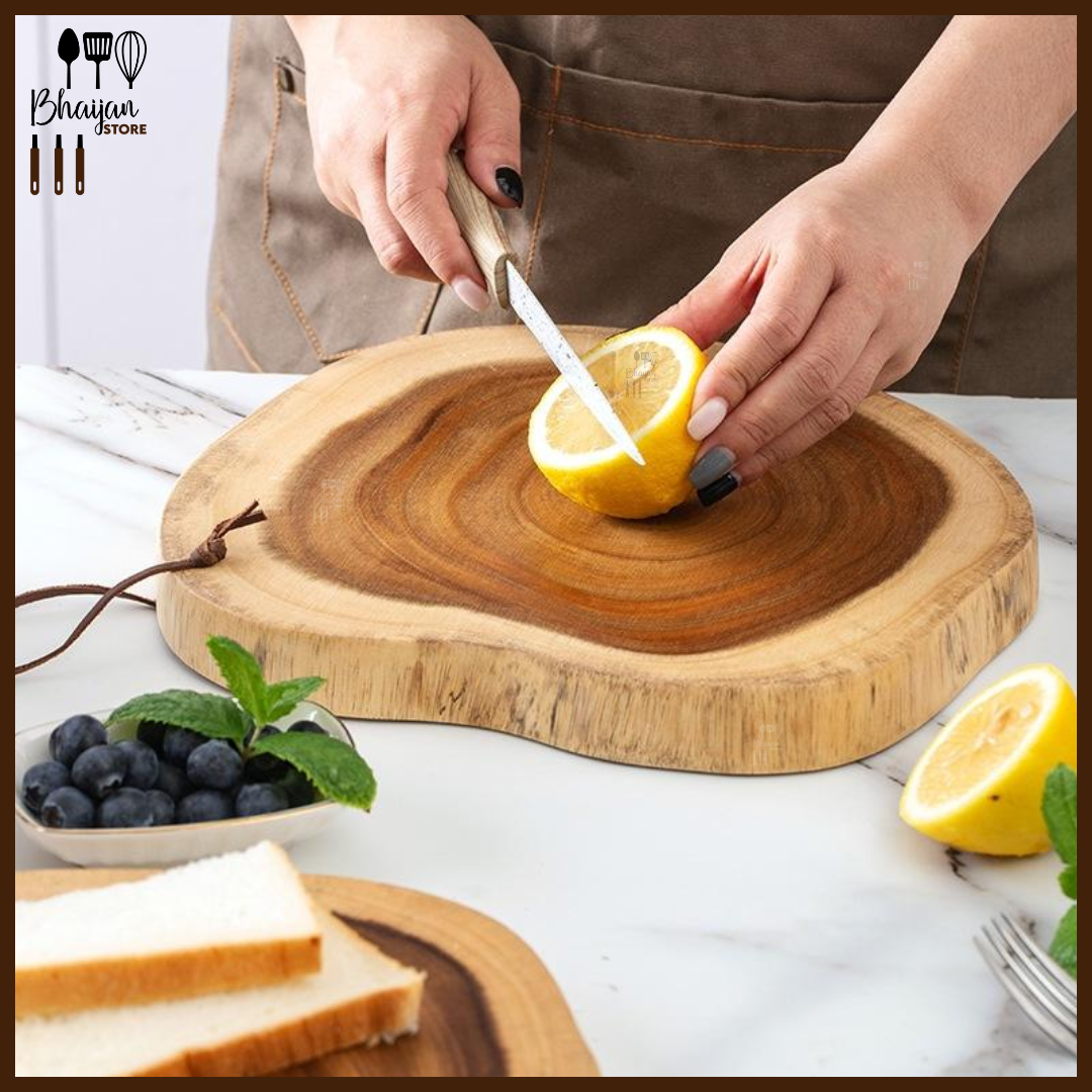Natural Live-Edge Round Wood Serving Platter