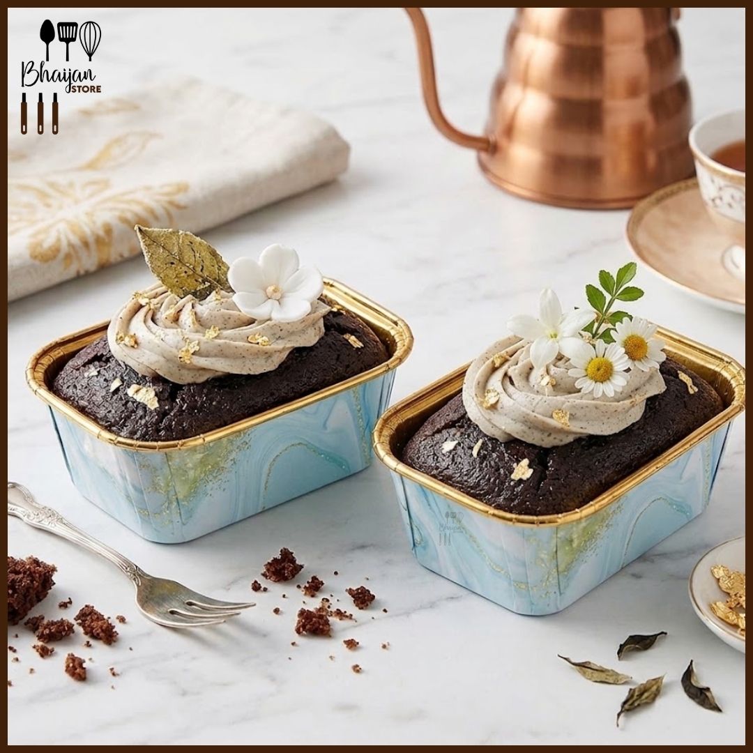 Rectangular Blue Marble Gold Foil Baking Cups - 50pcs
