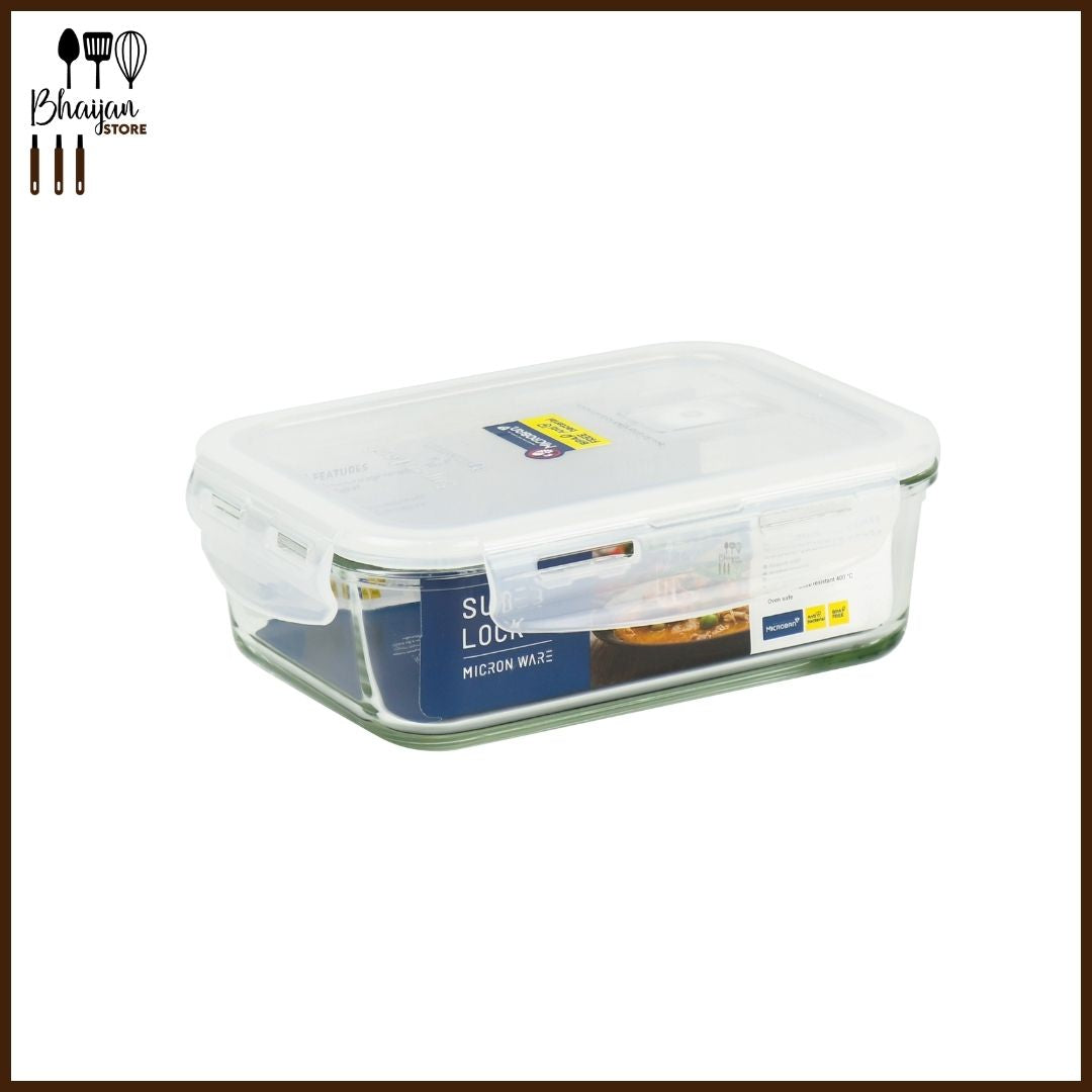 Rectangular Super Lock Glass Food Container 890ml (Micronware)