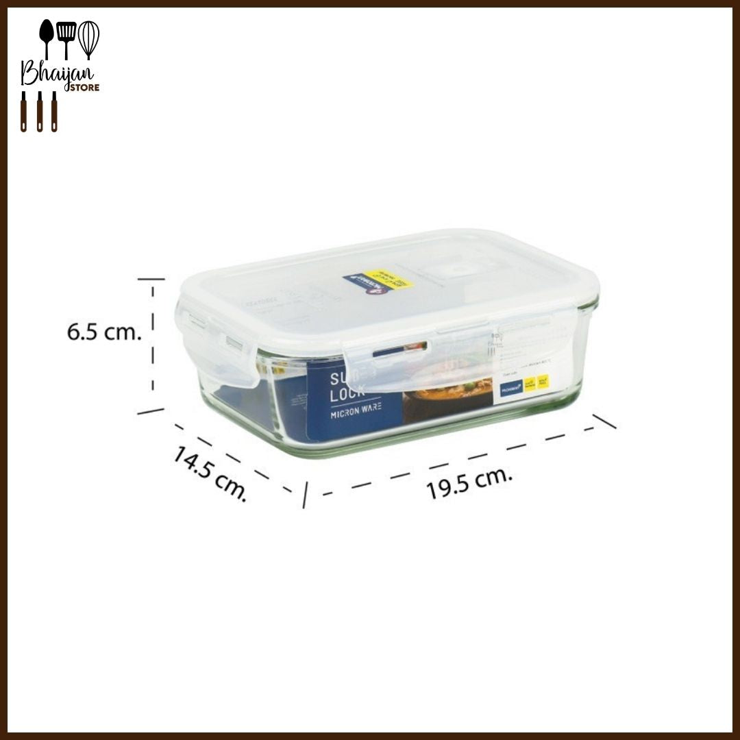 Rectangular Super Lock Glass Food Container 890ml (Micronware)