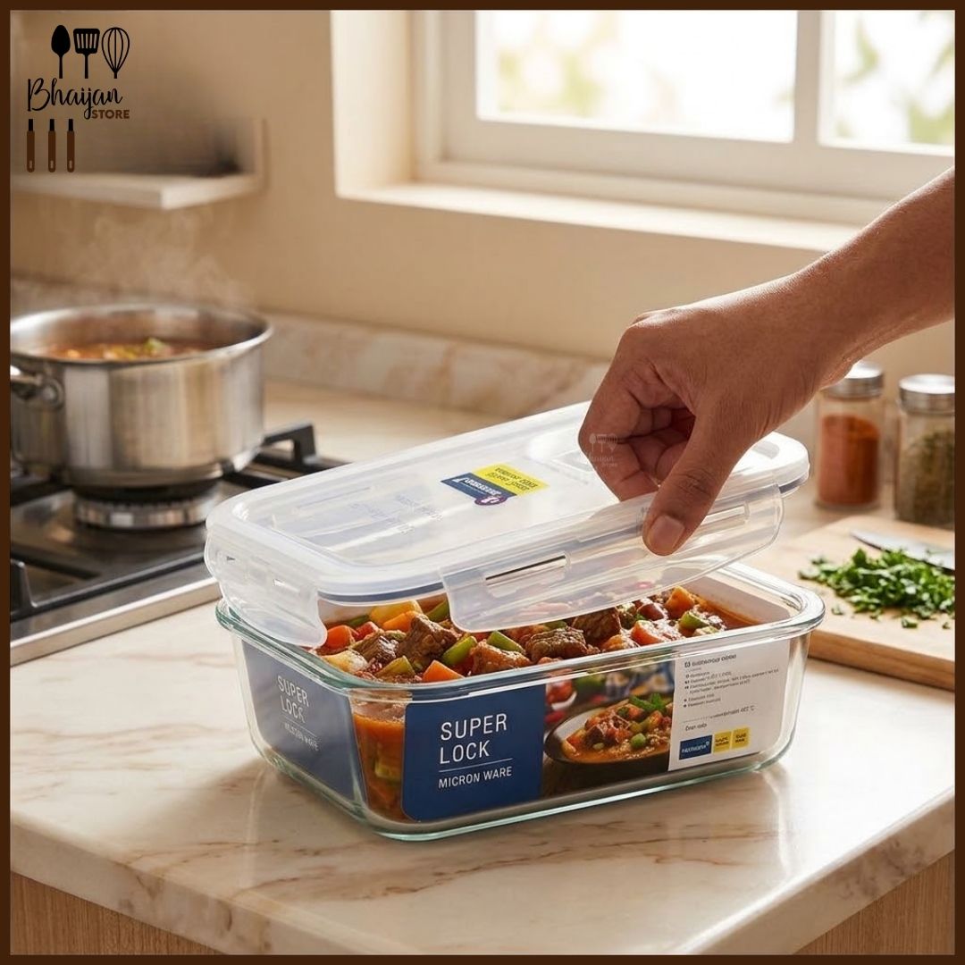 Rectangular Super Lock Glass Food Container 890ml (Micronware)