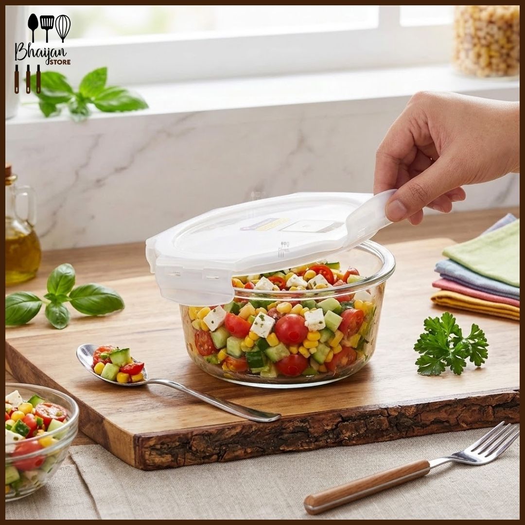 Round Super Lock Glass Food Container 800ml (Micronware)
