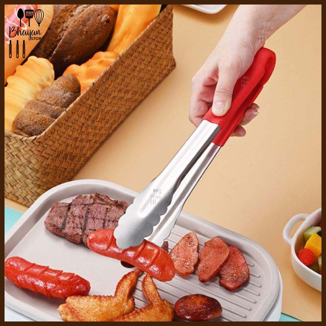 Stainless Steel Kitchen Food Tongs with Silicone Handle