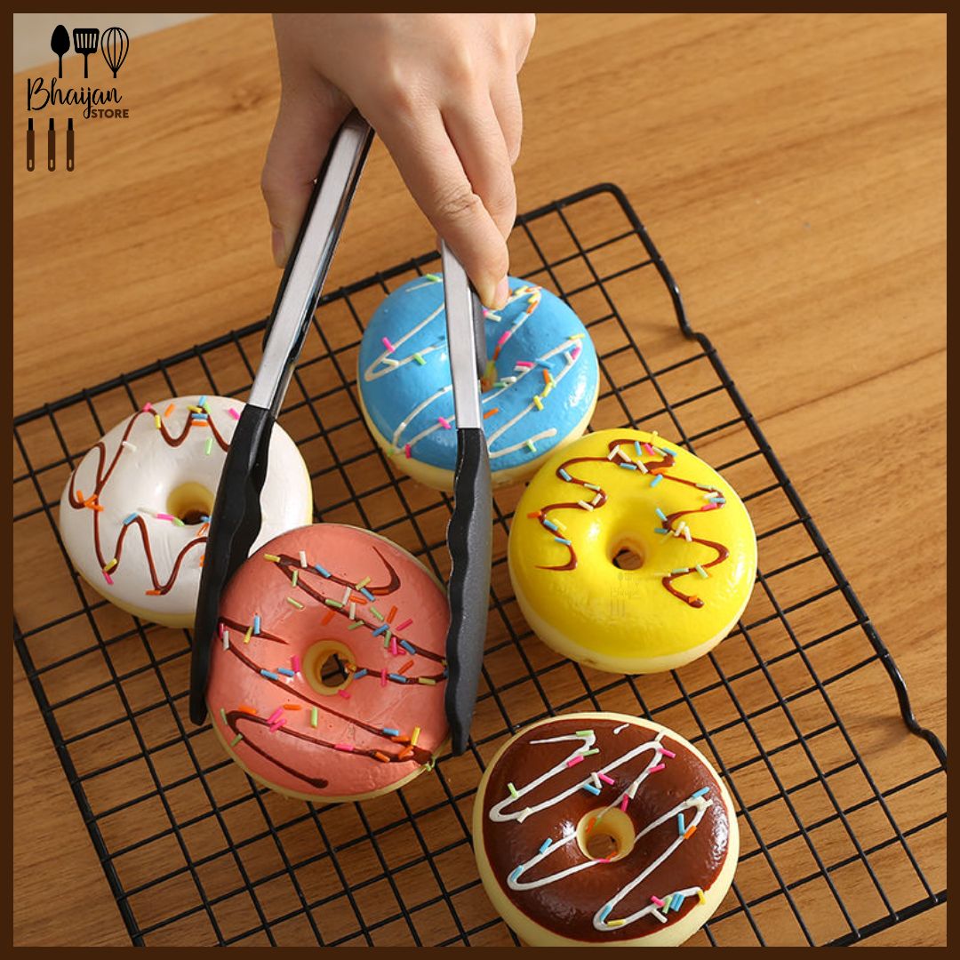 Stainless Steel Locking Silicone Food Tongs with Stand