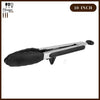 Stainless Steel Locking Silicone Food Tongs with Stand