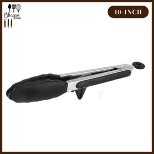 Stainless Steel Locking Silicone Food Tongs with Stand