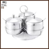 Stainless Steel Rotating Spice Jar Set (3-Piece) with Rack